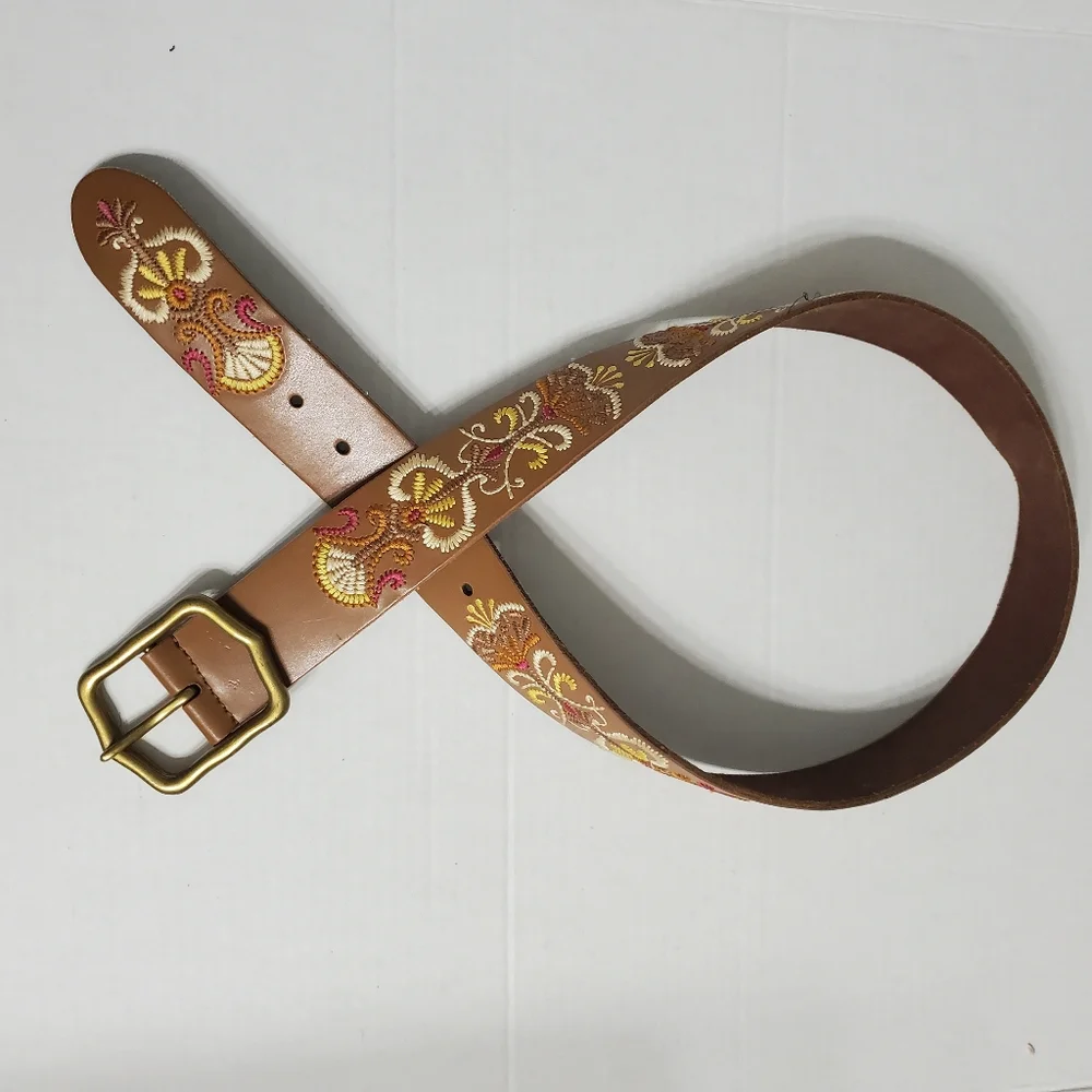 Lucky Brand Embodied Paisley Floral Leather Belt